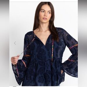 Women's Navy Lace Top